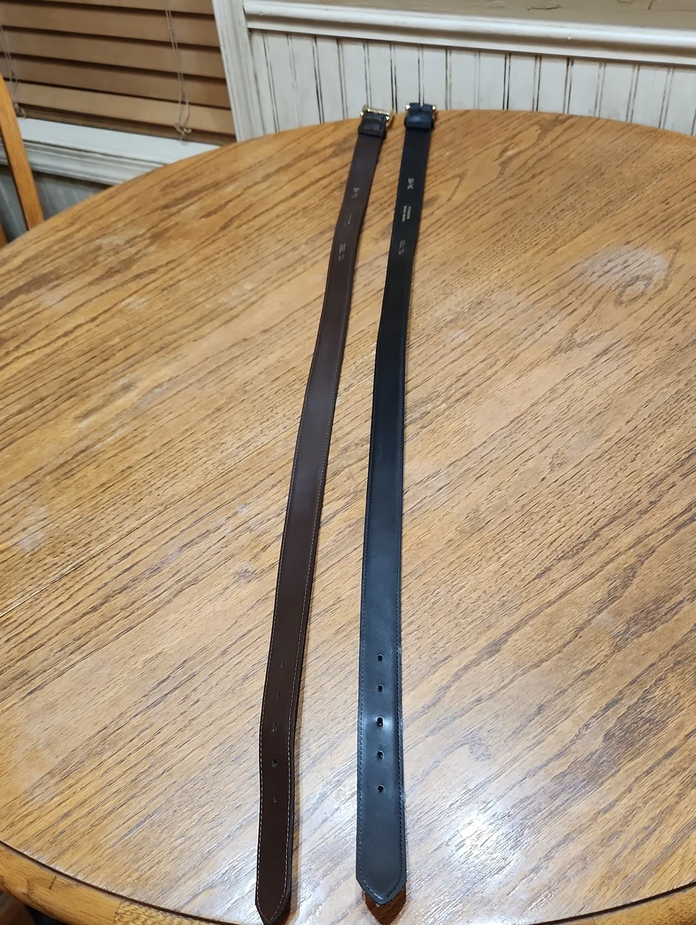 2 Genuine Leather Belts Straps Black and Dark Brown Size 34